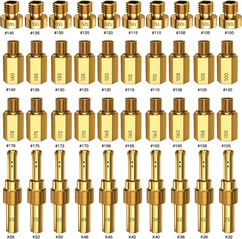 XIKOBY 40PCS Carburetor Main Jet Slow Pilot Jet Kit Compatible with Keihin PE PWK CVK OKO KOSO Polini Carb Dirt Bike ATV Quad 4 Wheeler Go Kart, Include 30PCS Main Jet and 10PCS Pilot Jet Accessories - Image 1